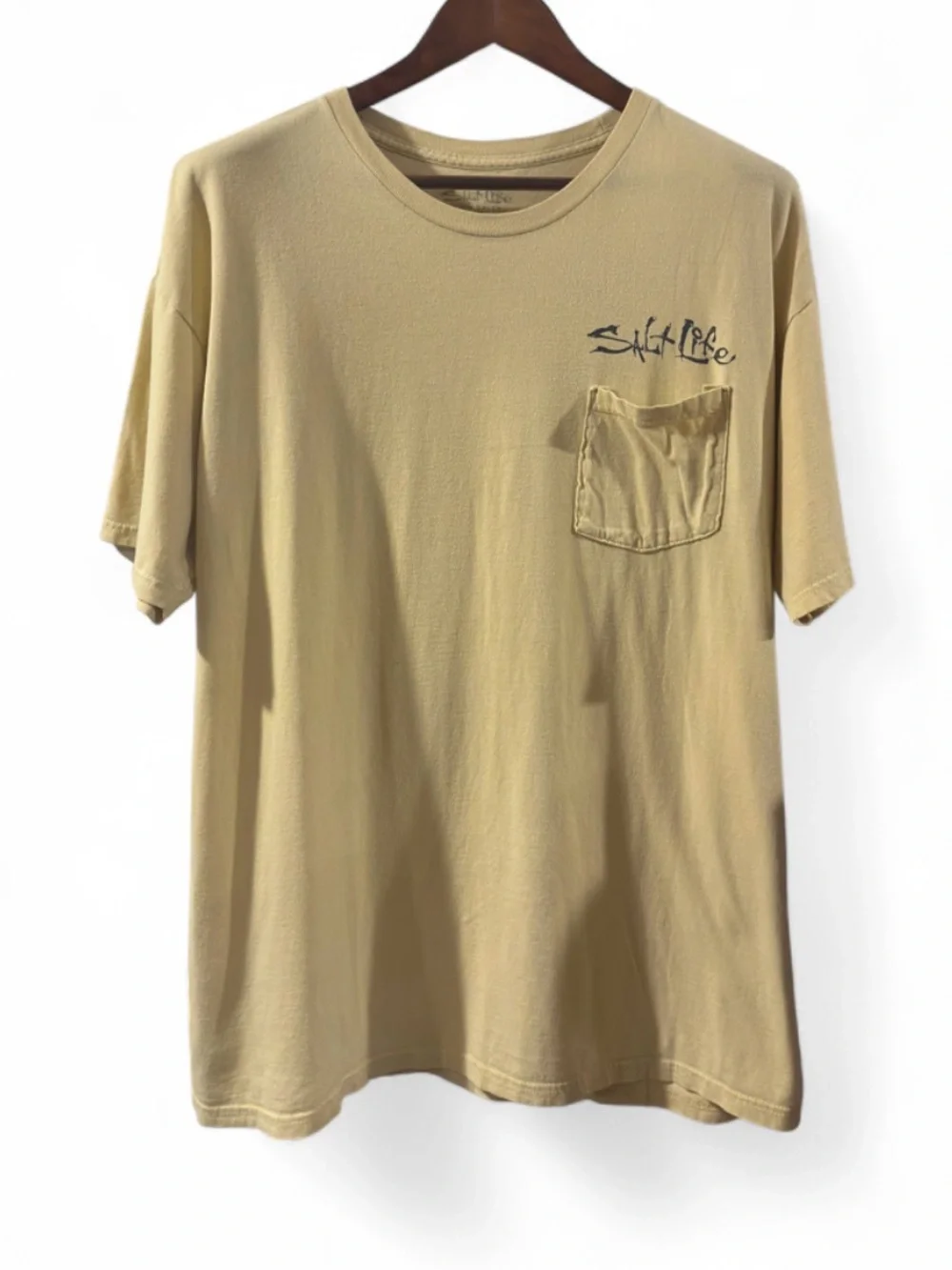 VTG Y2K Salt Life Yellow Short Sleeve Pocket T-Shirt Size Men’s XL